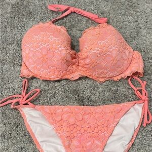 Victoria’s secret Floral Lace Pink Bikini Set